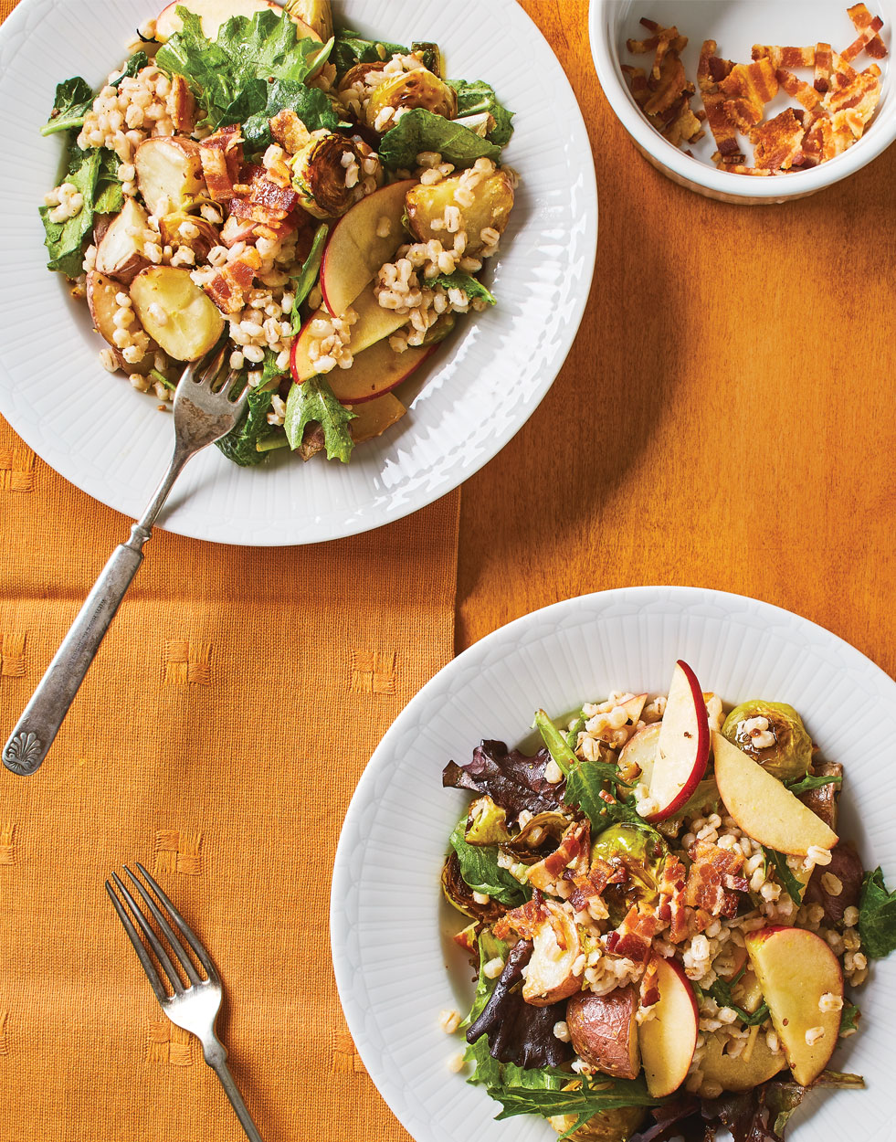 Barley & Roasted Veggie Salad with bacon vinaigrette Recipe