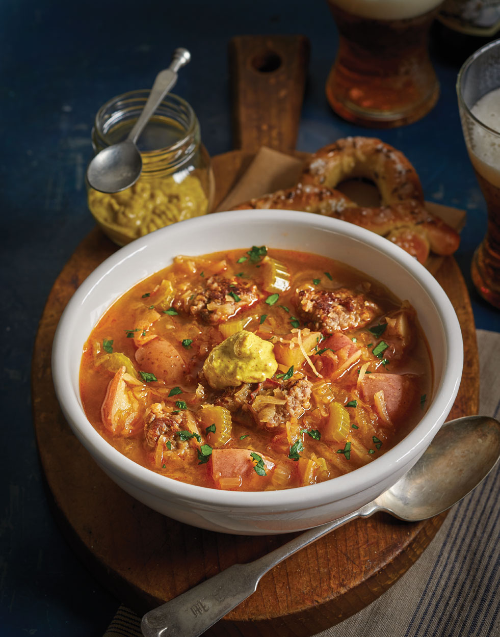 Brat & Sauerkraut Soup with Spicy Brown Mustard Recipe