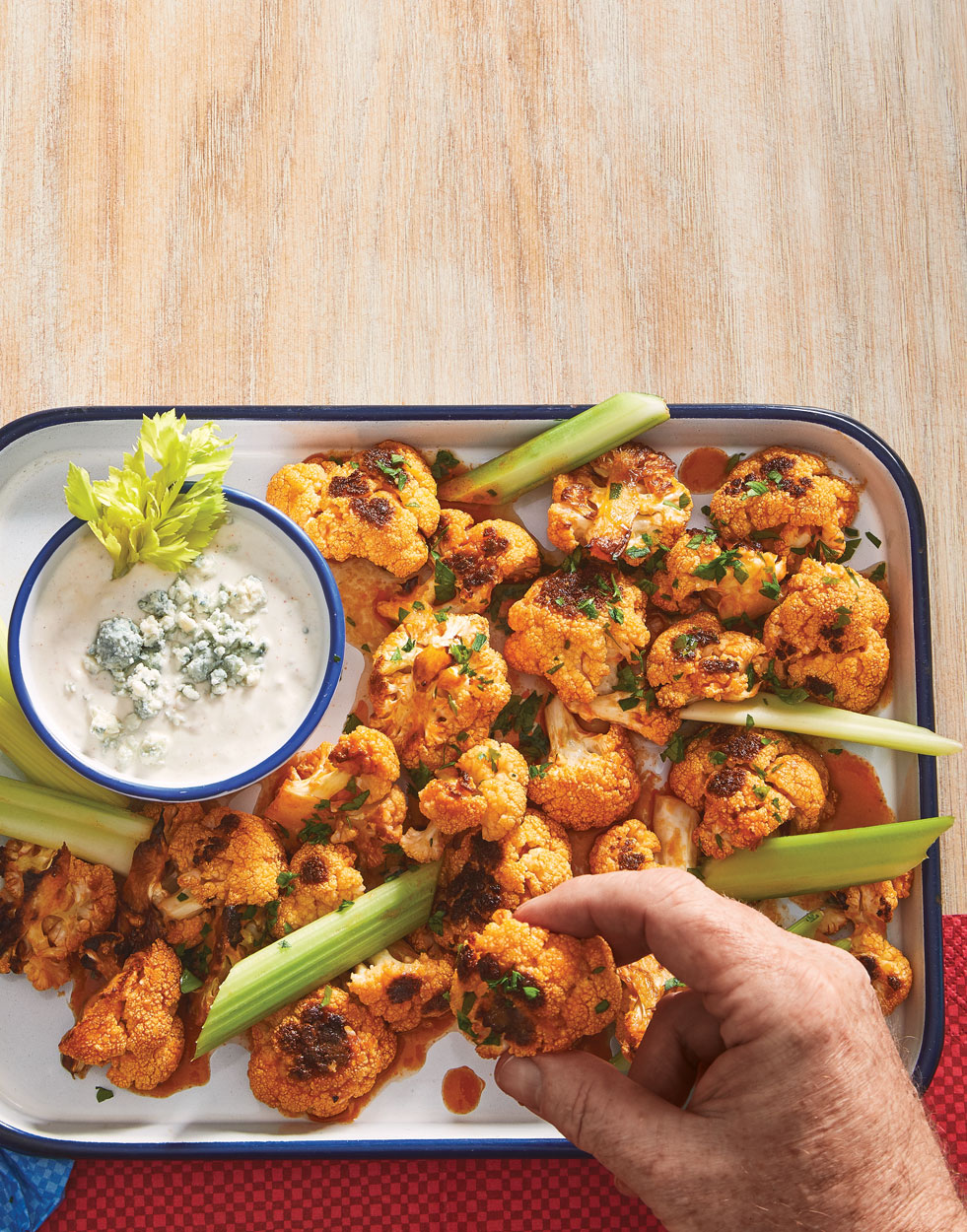 Buffalo Cauliflower with Yogurt-Blue Cheese Dip Recipe