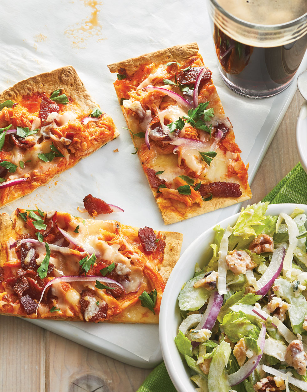 Buffalo Chicken & Bacon Flatbread Pizzas Recipe