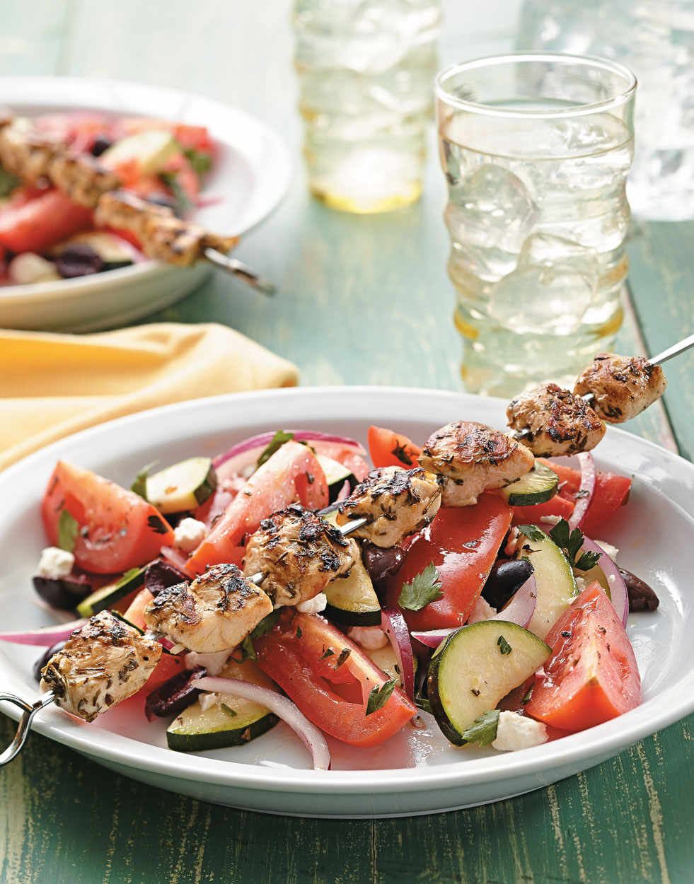 Chicken Souvlaki with Greek Salad Recipe