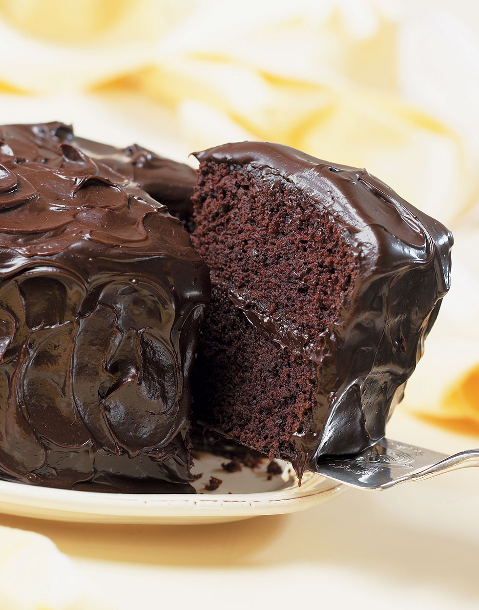 Old-Fashioned Chocolate Cake with Glossy Chocolate Icing Recipe