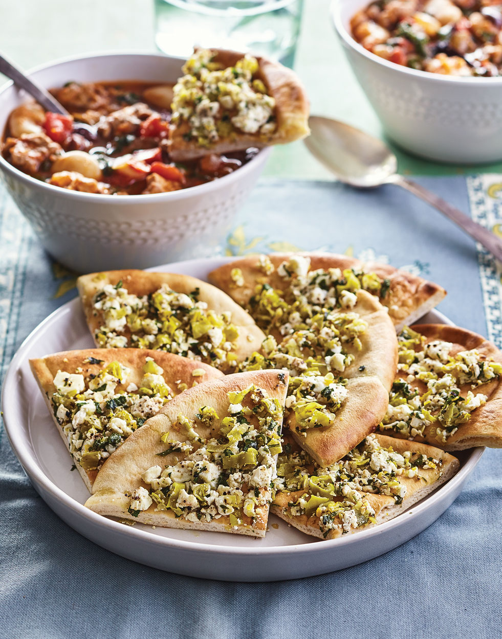 Feta-Topped Pitas with Pepperoncini Recipe