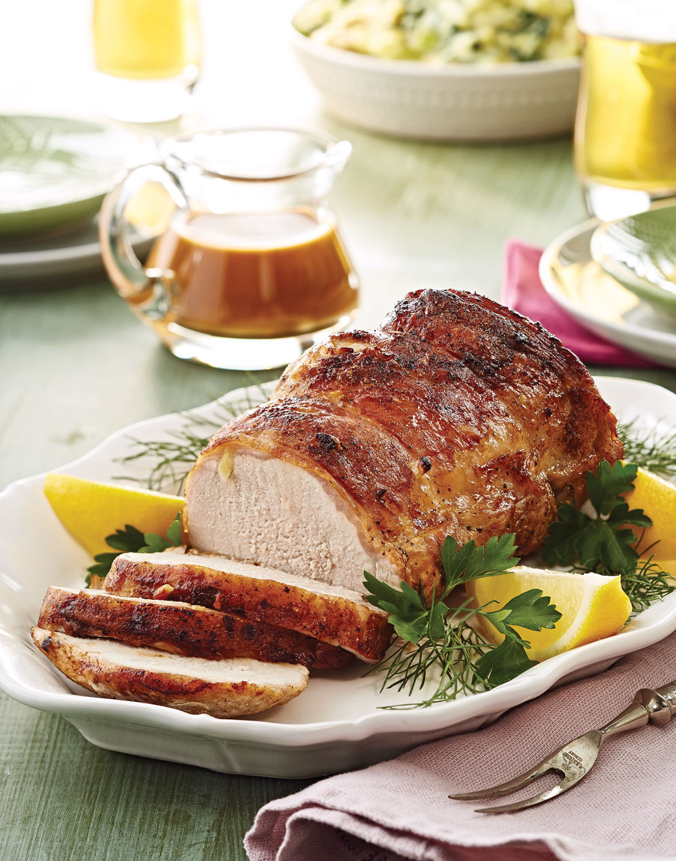 Garlic Pork Loin Roast with White Wine Pan Sauce Recipe