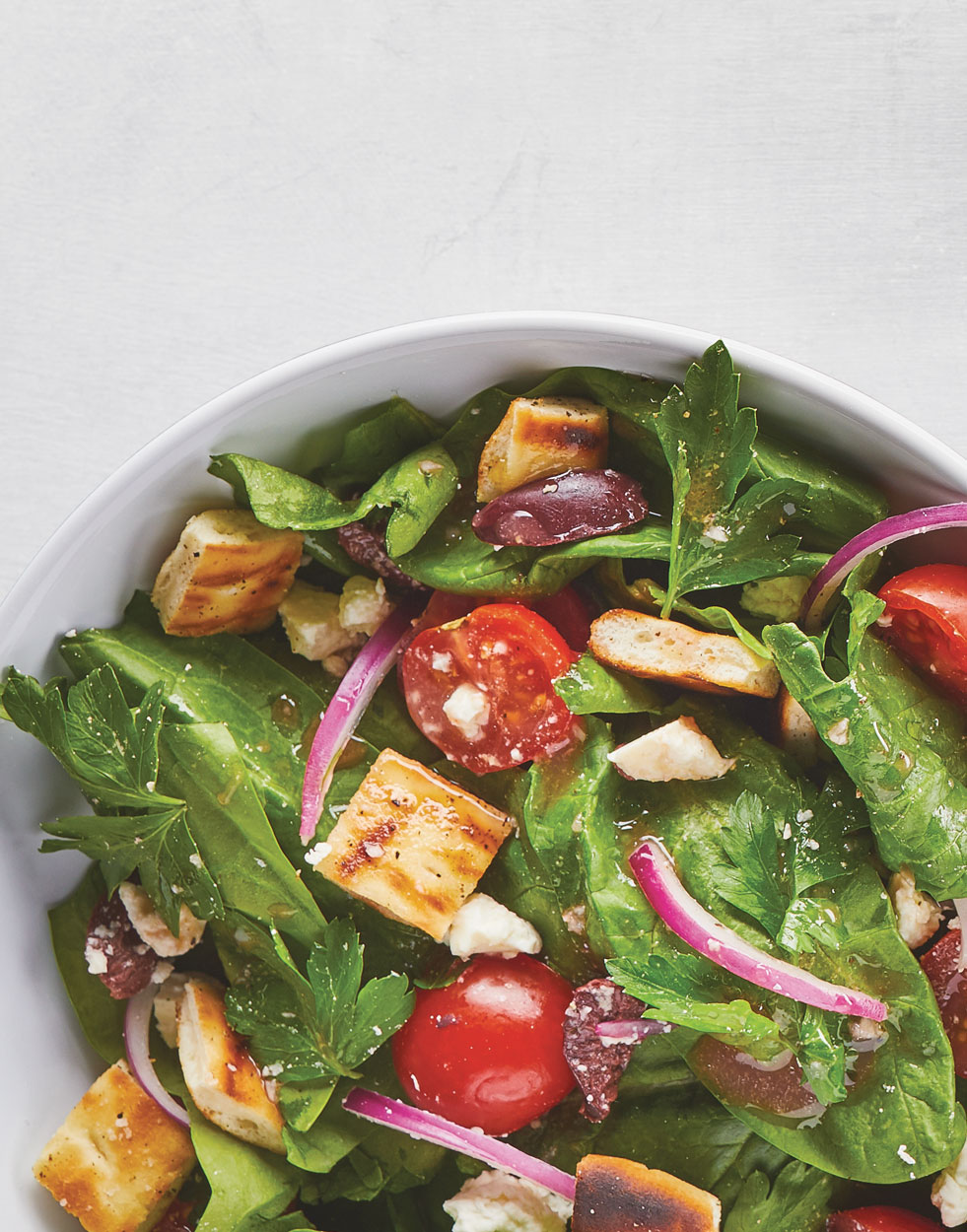 Greek Spinach Salad with Pita Croutons Recipe