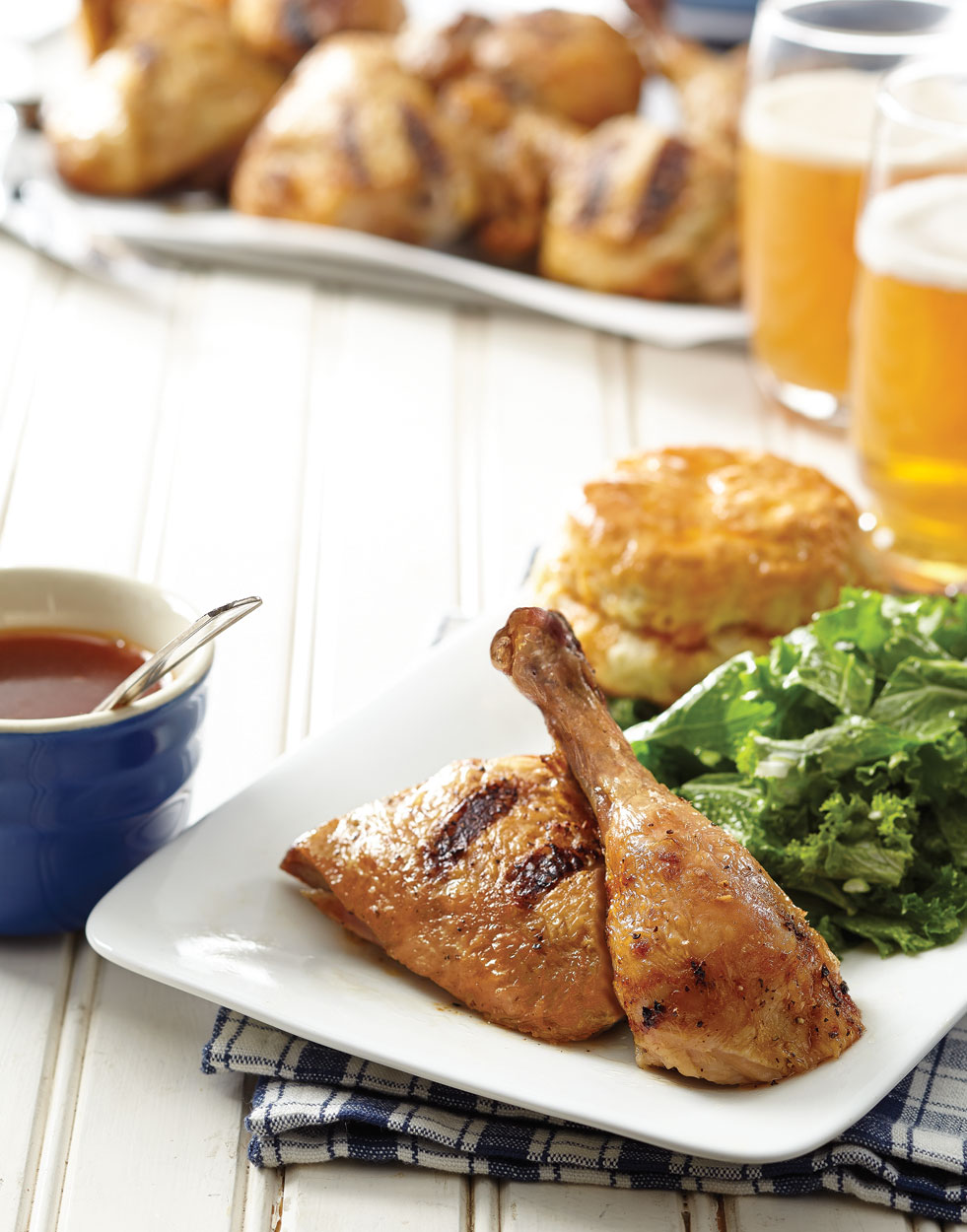 Grilled Butterflied Chicken with scallion butter Recipe