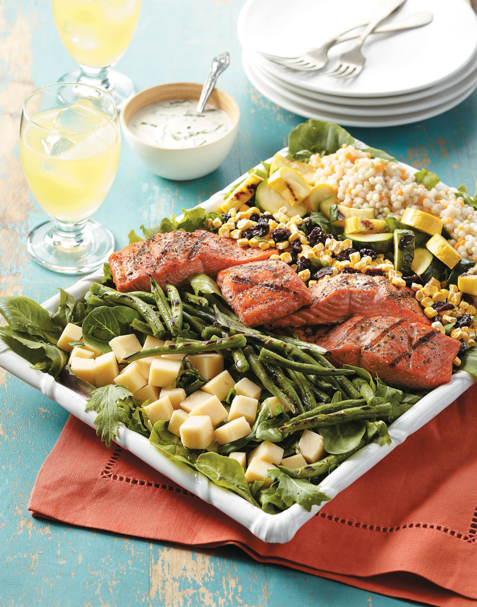 Grilled Market Salad with Salmon Recipe