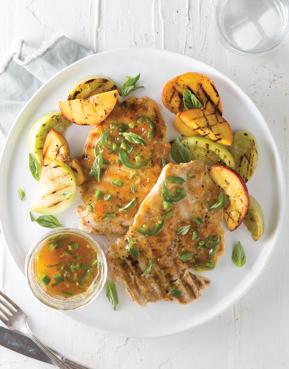 Grilled Peach and Jalapeño Glazed Chicken Paillard Recipe