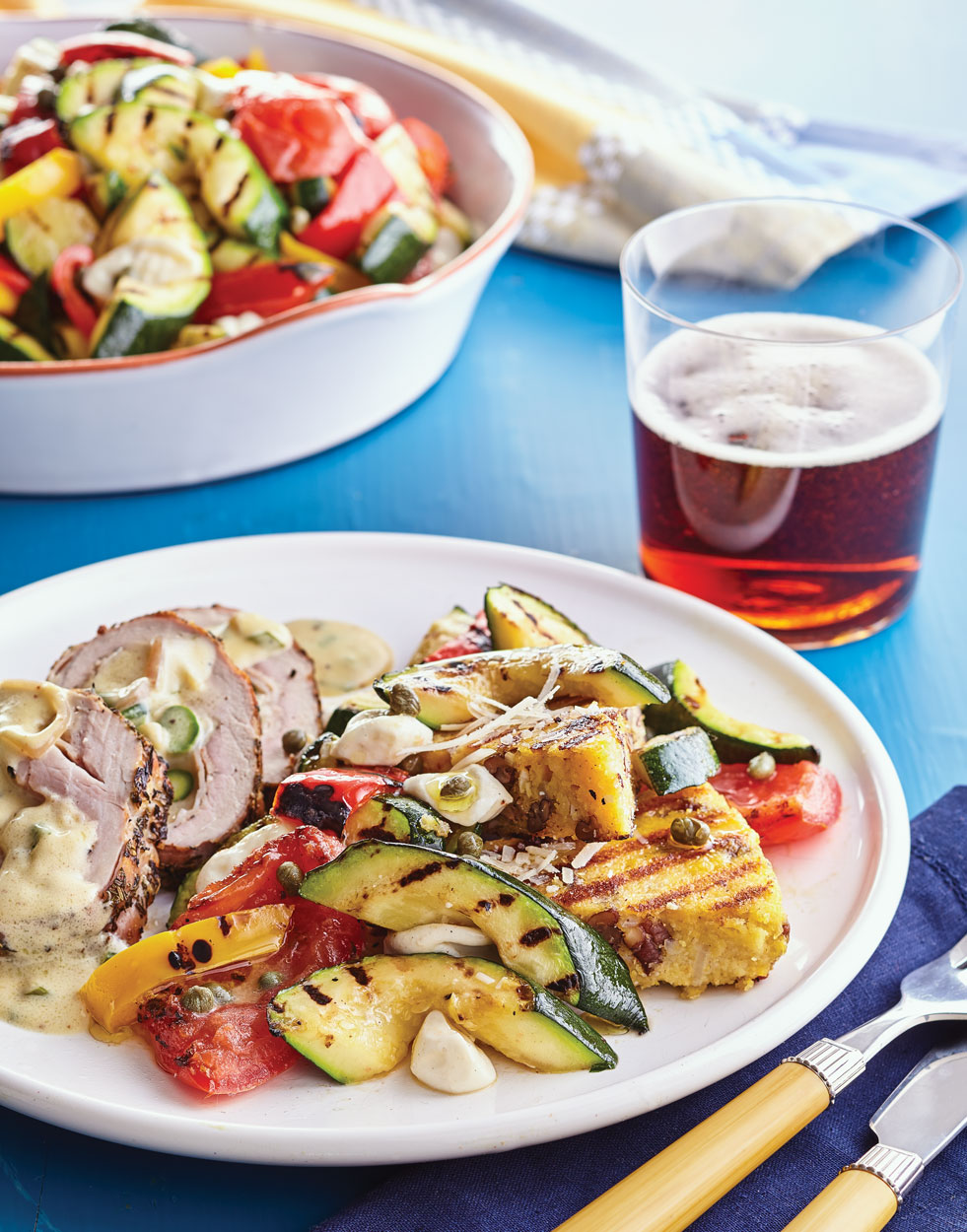 Grilled Vegetable Salad with Mozzarella Pearls Recipe