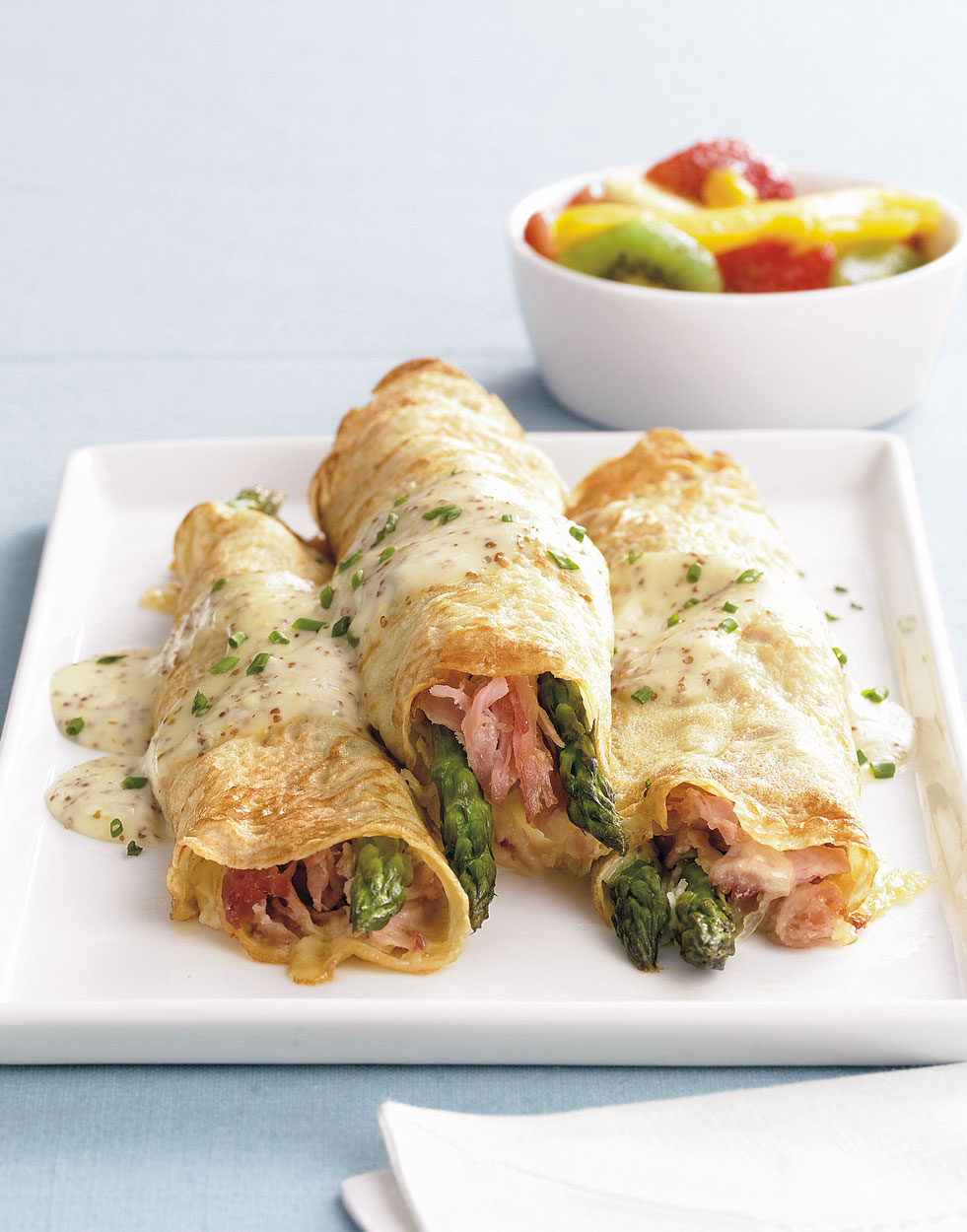 Ham, Asparagus & Swiss Cheese Crêpes with mustard sauce Recipe