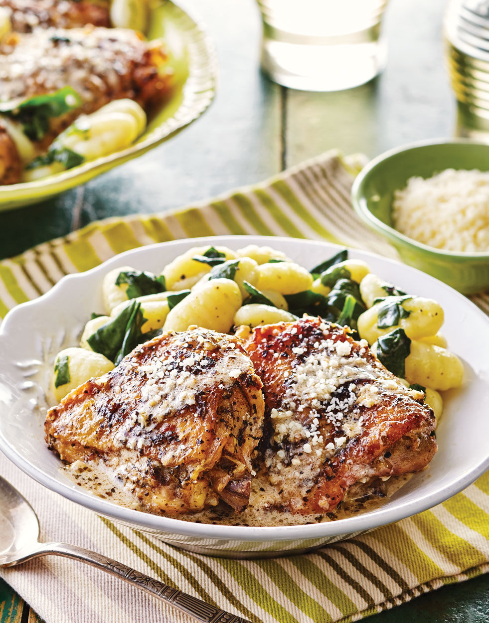 Italian Chicken Thighs with Asiago-Garlic Sauce Recipe