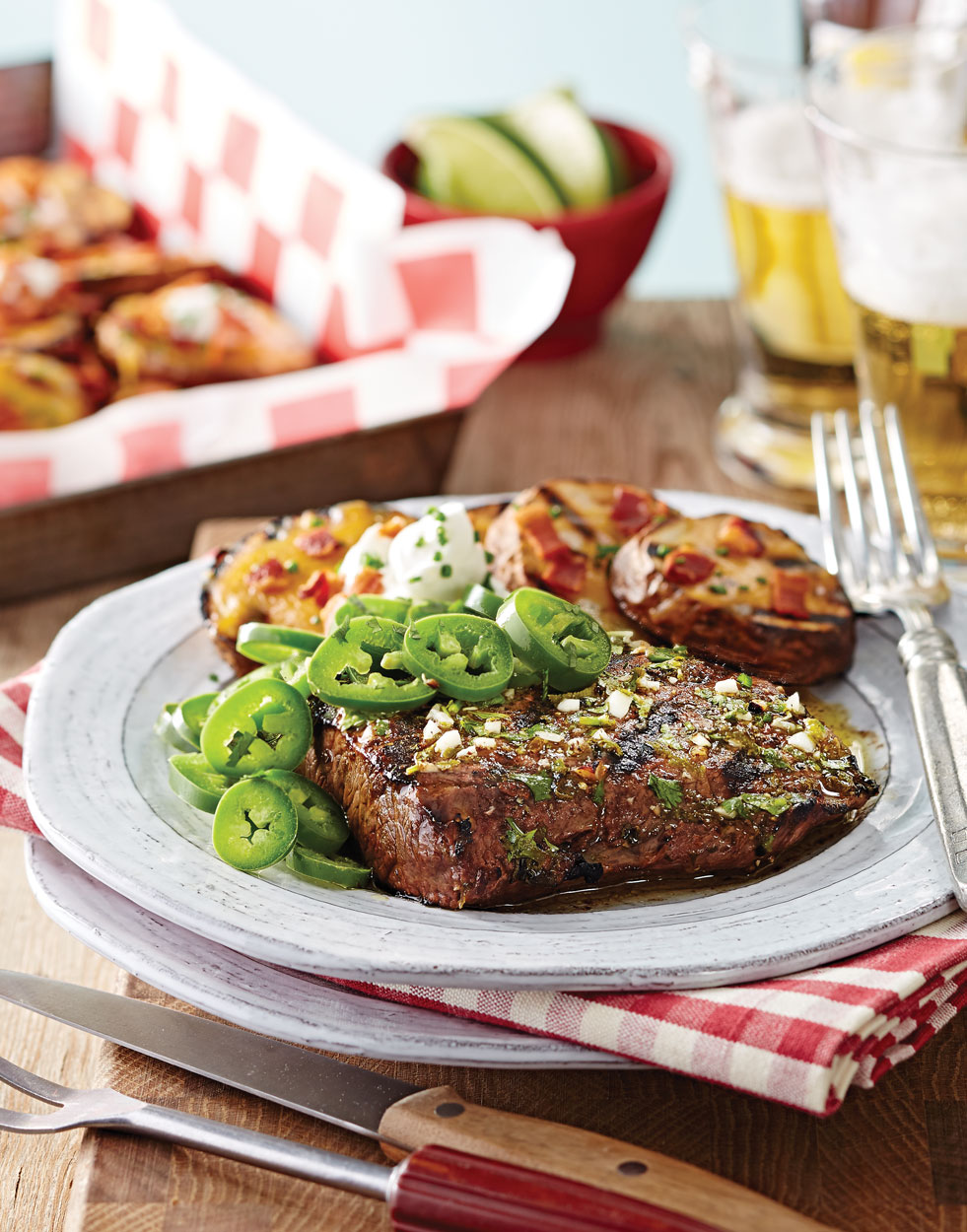 Jalapeño Lime Steaks with Garlic & Cilantro Recipe