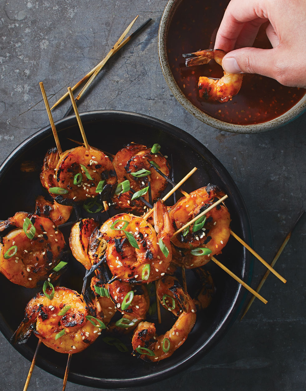 Korean Shrimp Skewers with Honey-Gochujang Sauce Recipe