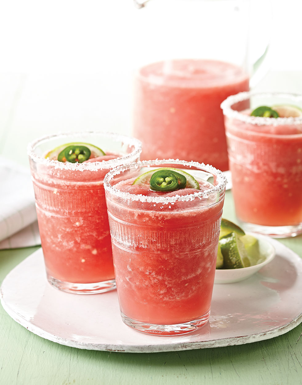 Frozen Watermelon Margaritas with jalapeño-orange simple syrup Recipe