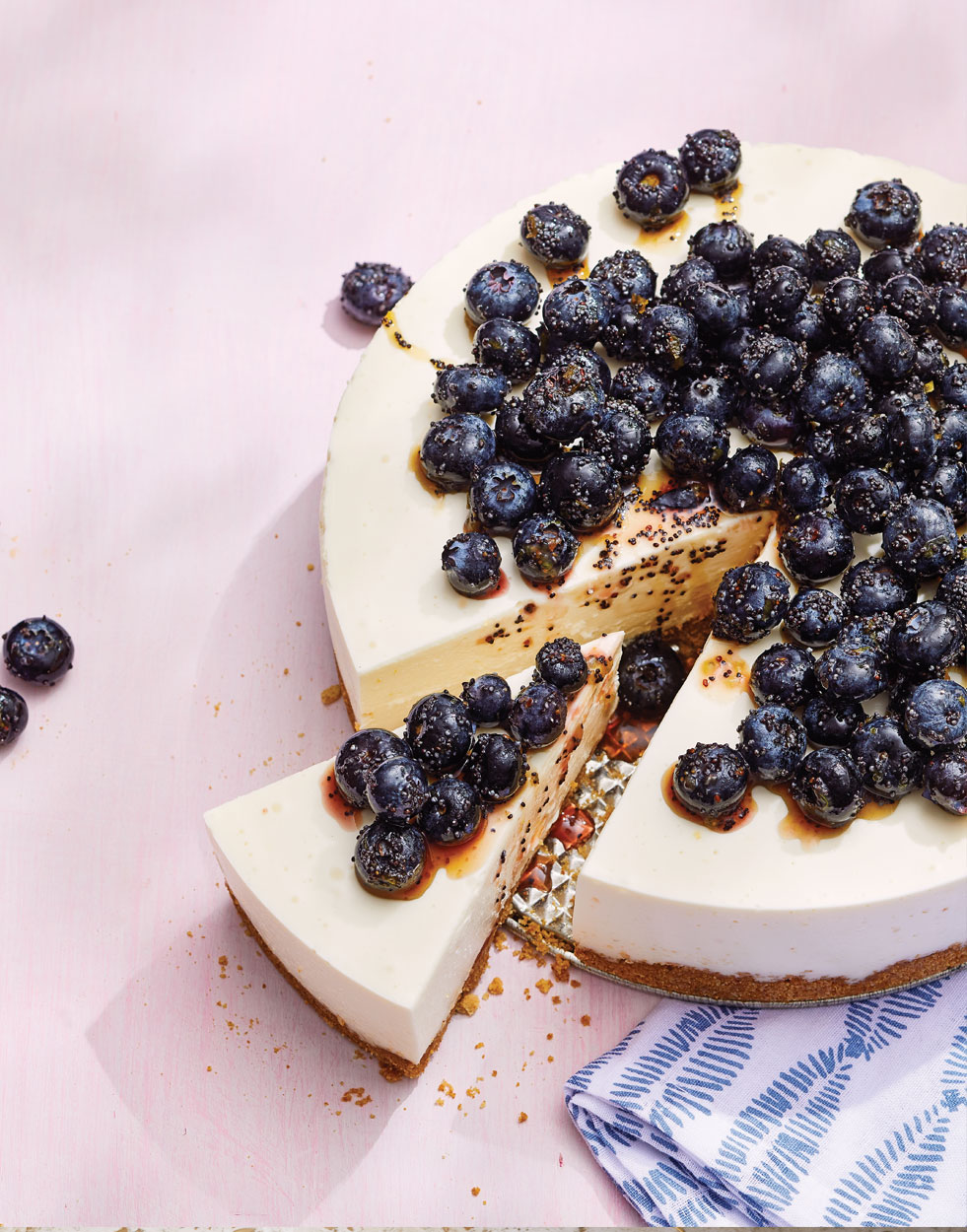 No-Bake Greek Yogurt Cheesecake with Brown Sugar Blueberries and Poppy Seeds Recipe