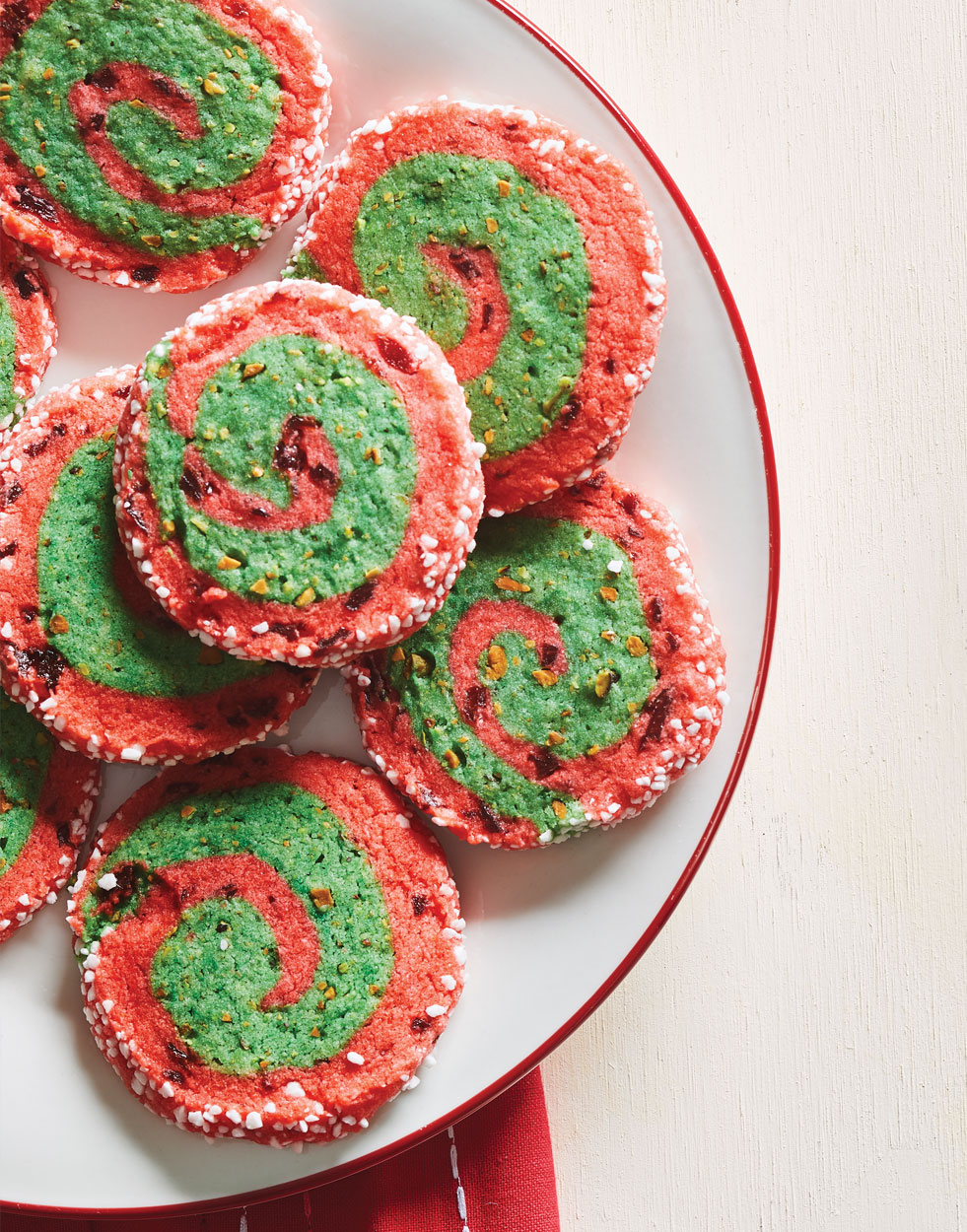 Pistachio & Cherry Pinwheel Cookies Recipe