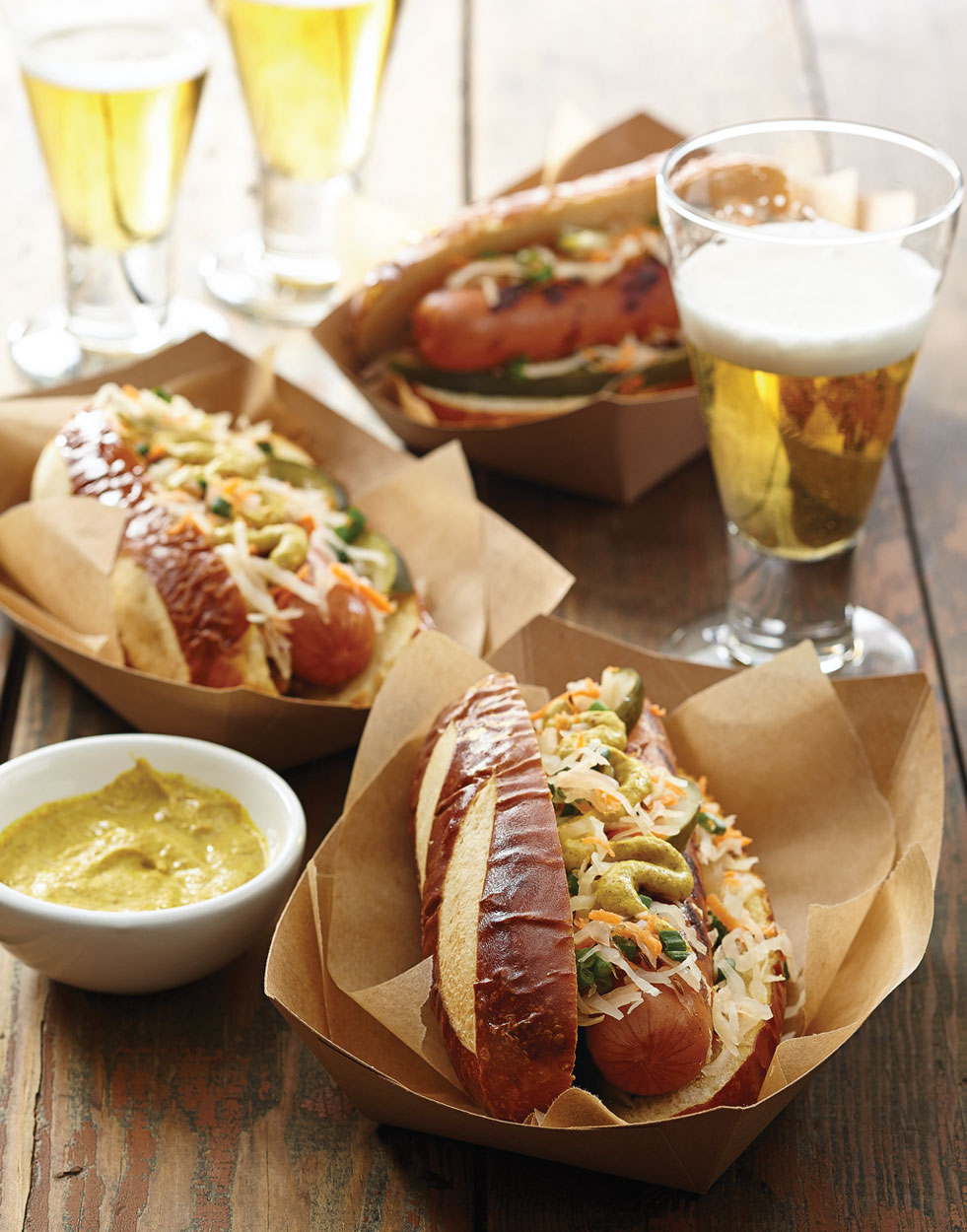 Pretzel Dogs with kraut relish Recipe