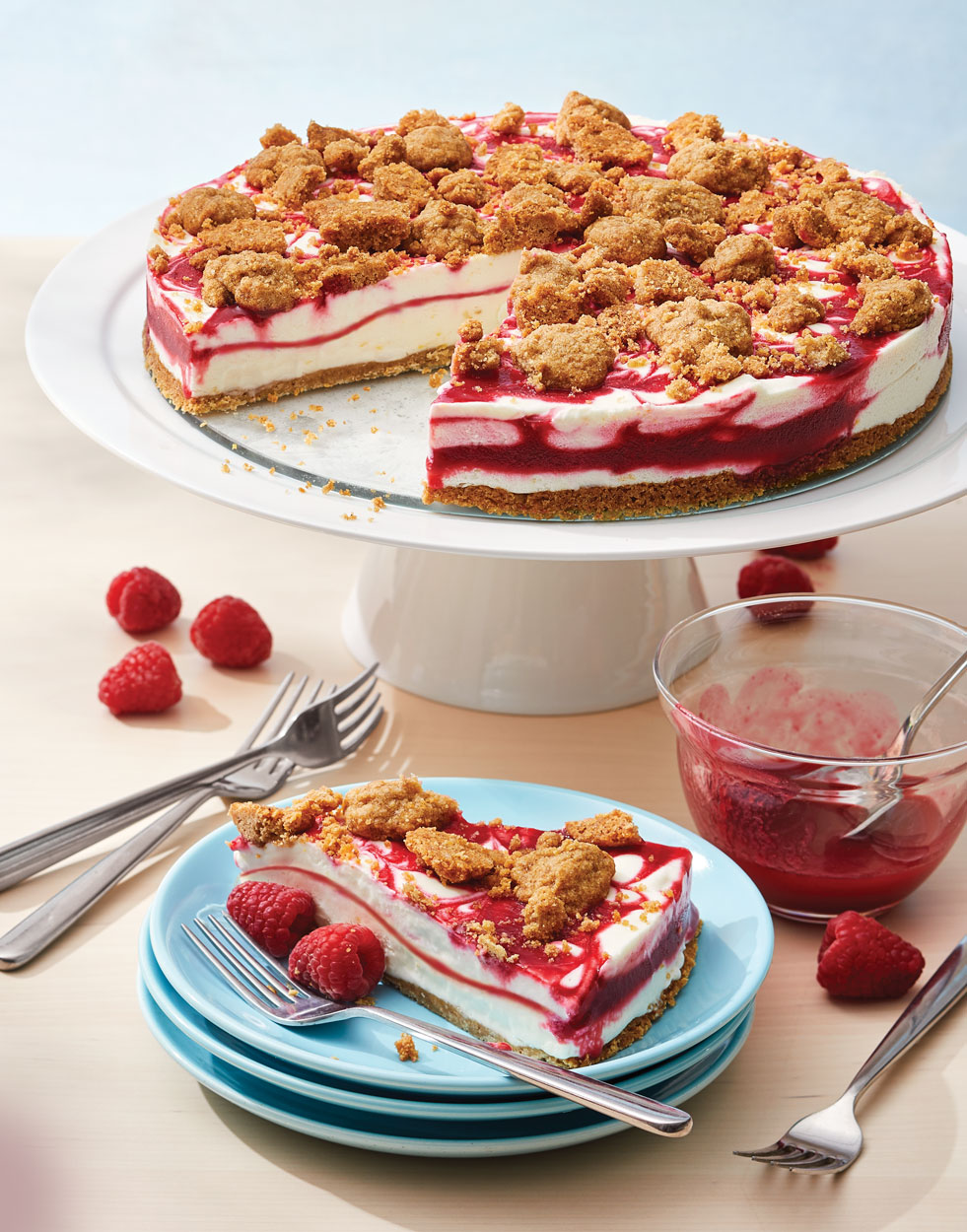 Raspberry Ripple Ice Cream Pie with Toasted Almond Crumble Recipe