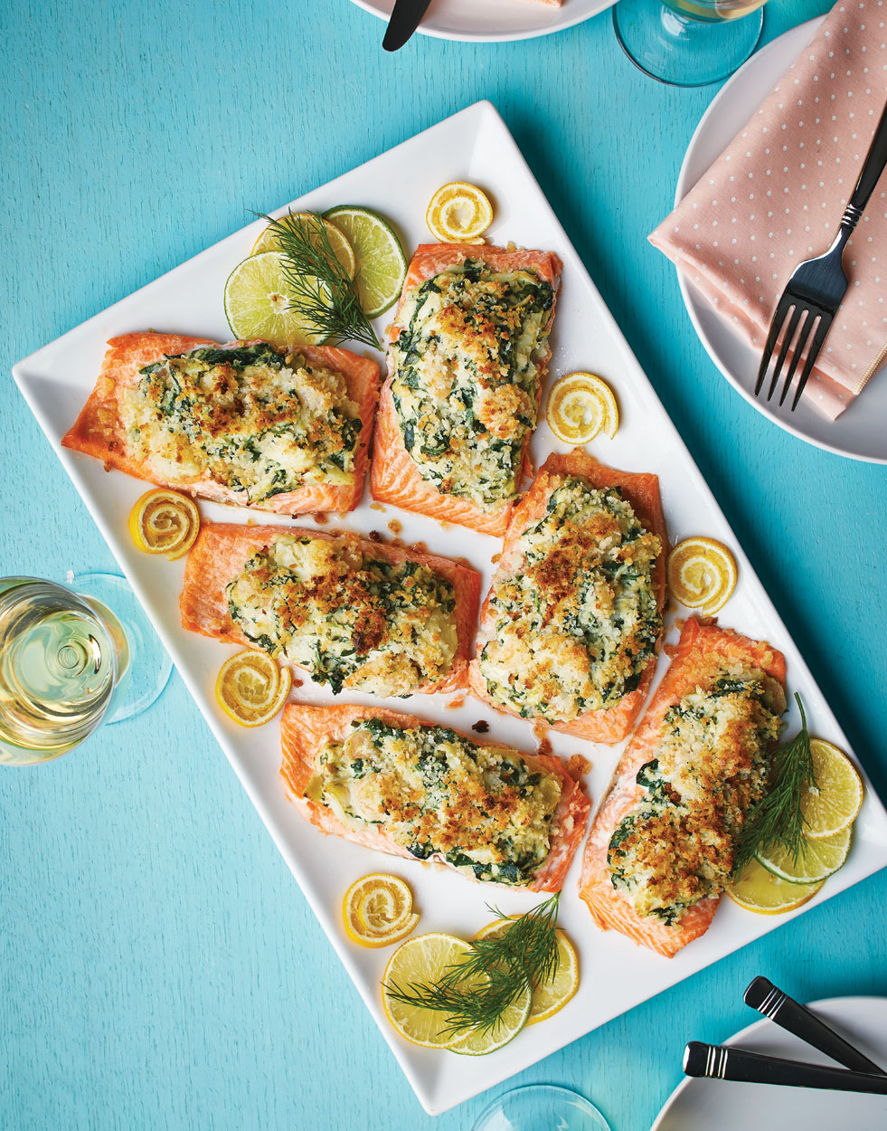 Roasted Salmon Fillets with Crab Cake Topping Recipe