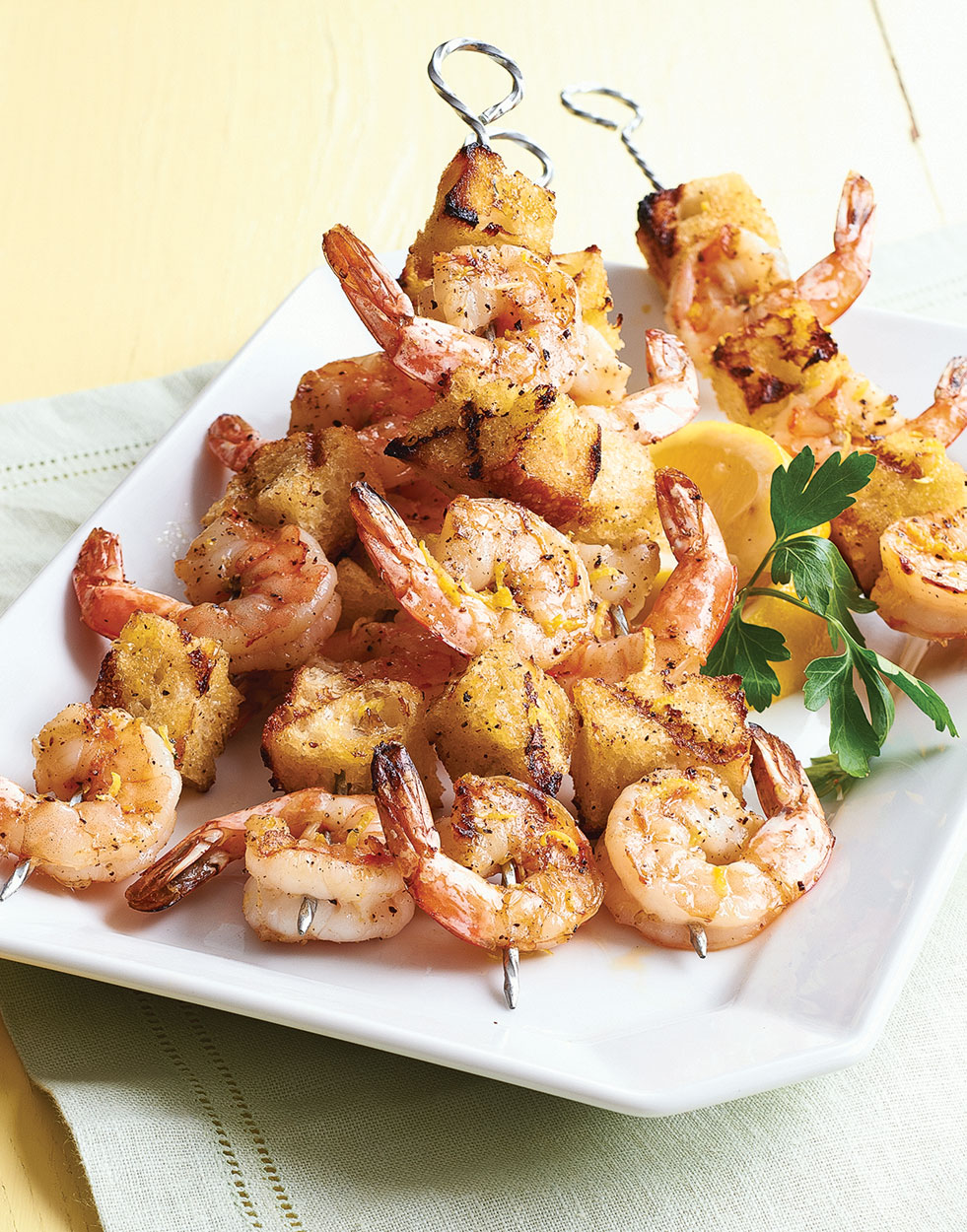 Grilled Shrimp & Crouton Skewers Recipe
