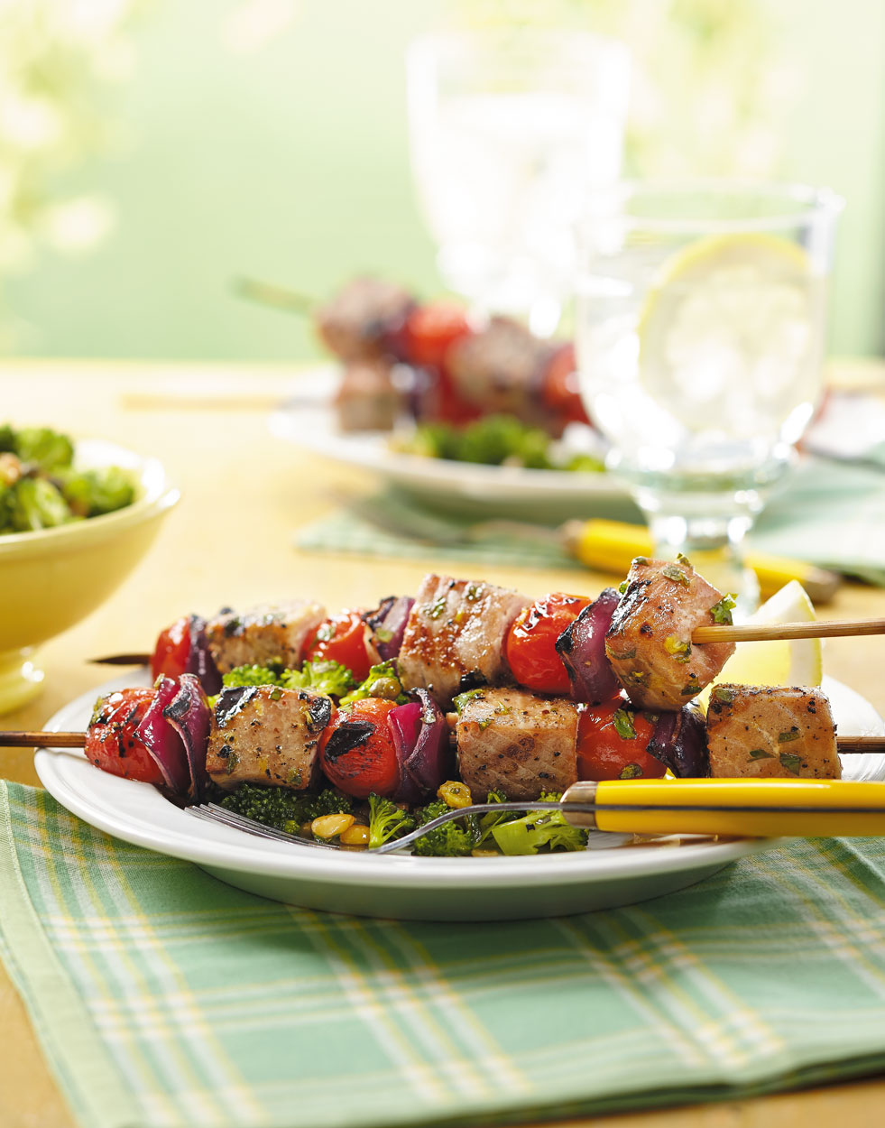 Sicilian Tuna Skewers with Lemon-Herb Vinaigrette Recipe
