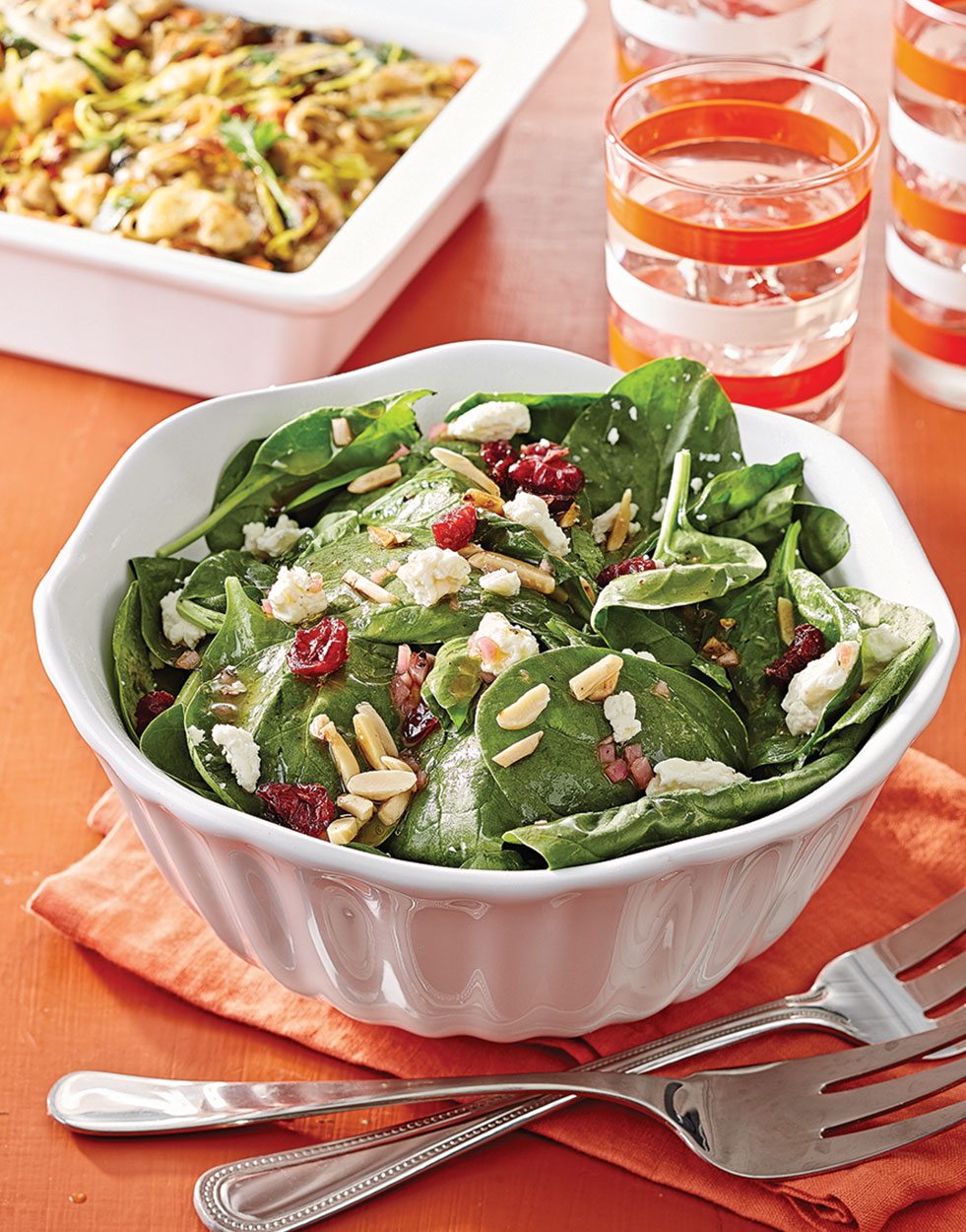 Spinach Salad with Dried Cranberries & Feta Recipe