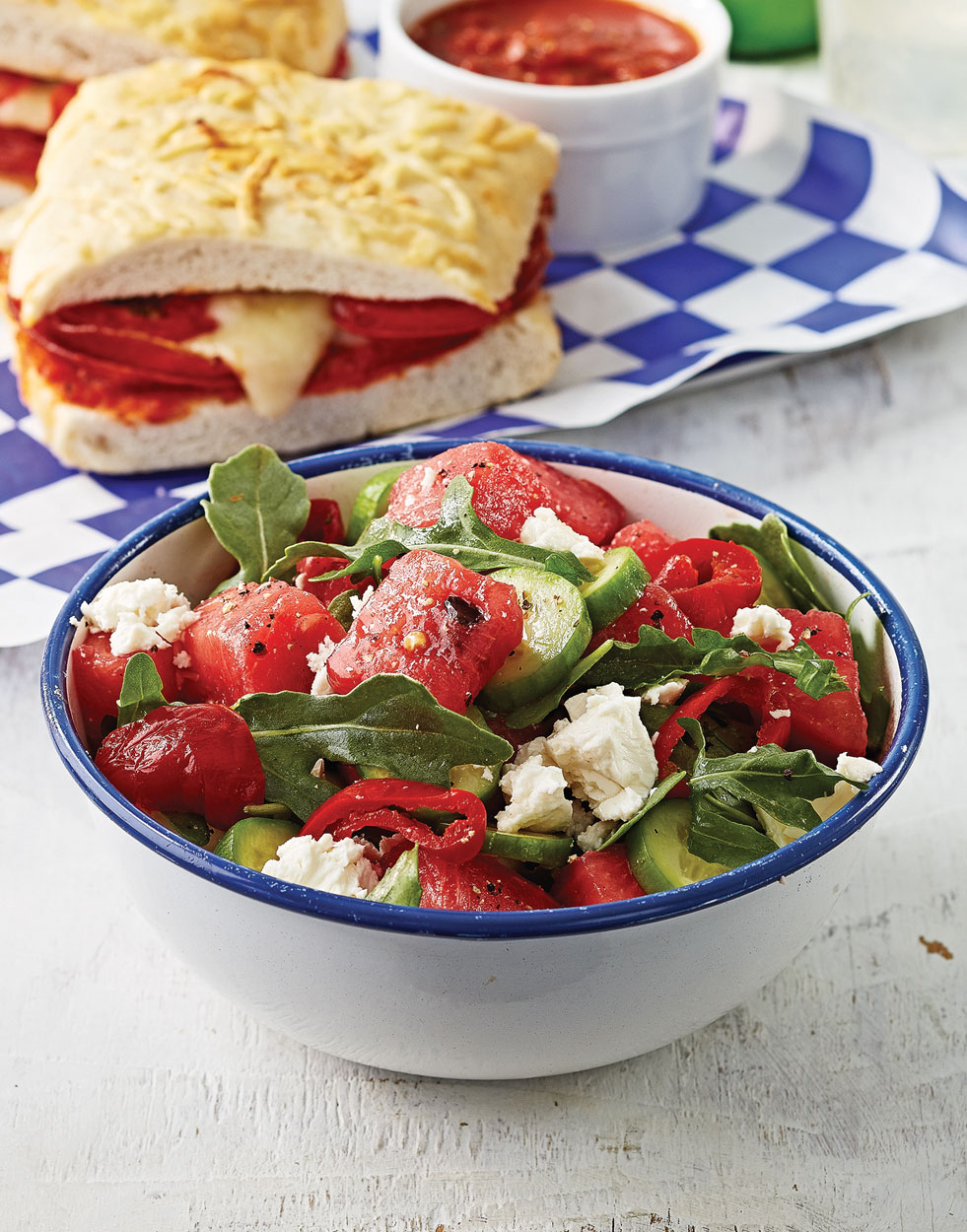 Watermelon Salad with Arugula & Cucumbers Recipe