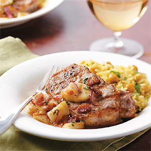 Grilled Pork Chops with Glazed Apples Recipe