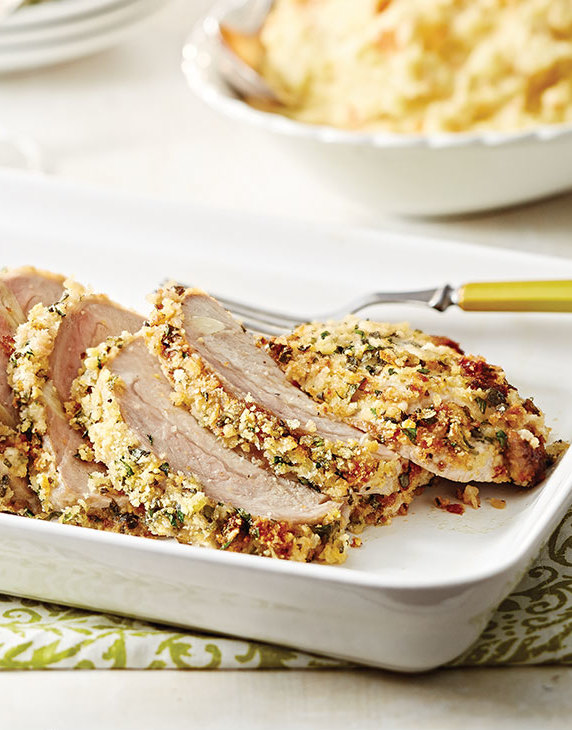 Herb-Crusted Pork Loin with Parmesan & Garlic Recipe