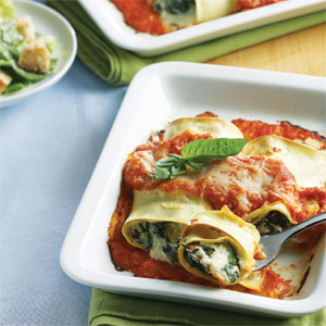Three Cheese & Spinach Manicotti Recipe